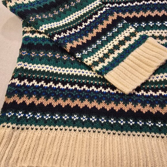 Talbots Plus Cardigan 3X 3XL Sweater Button Down Gold Metallic Green Blue Cream - Picture 15 of 15